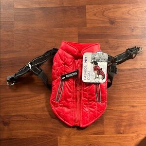 Fashion Pet Red Reflective Coat with Harness XS
